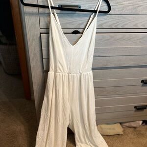 Kittenish White V-Neck Jumpsuit